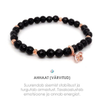 K&auml;ev&otilde;ru lihvitud ahhaat ja lill (black-rose gold)