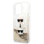 Karl Lagerfeldi &uuml;mbris iPhone 13 Pro Max 6.7 KLHCP13XKICGLD kuldse vedela s&auml;raga Karl-Choupette Head jaoks