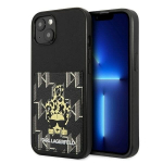 Karl Lagerfeld &uuml;mbris iPhone 13 jaoks KLHCP13MCANCNK must k&otilde;va &uuml;mbris Monogrammi jaoks auto pesaga