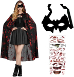 T&auml;iskasvanute vampiirikost&uuml;&uuml;m Halloweeniks, keep, mask ja t&auml;toveeringud