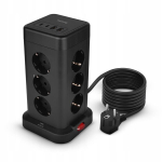 Huslog pikendusjuhe liigpingekaitsega HUS1051, 12 pistikupesa + 4 USB