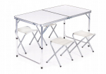 Modernhome Tourist table, folding table, set of 4 chairs White