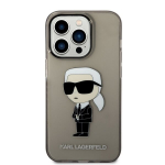 Karl Lagerfeldi &uuml;mbris iPhone 14 Pro 6.1 KLHCP14LHNIKTCK must k&otilde;va&uuml;mbris, autor Ikonik Karl Lagerfeld