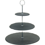 Serveerimisalus Excellent Houseware, 3‑korruseline, kiltkivist, 30 cm, must