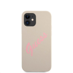 GUHCP12SLSVSGP Guess Silicone Vintage Pink Script Cover for iPhone 12 mini 5.4 Grey