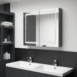 vidaXL LED vannitoa peegelkapp, s&auml;ravhall, 80 x 12 x 68 cm, Hall