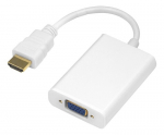 HDMI - VGA adapter Deltaco 1920x1080 60Hz, 0.2m, valge / HDMI-VGA8-K / 00100029