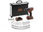 BLACK & DECKER BDCDC18BAFC - Drill-driver - Li Ion 2x18 V battery + 80 accessories - Orange