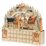 Advendikalender, J&otilde;uluk&uuml;la, 18 LED-i, 24 sahtlit, korduvkasutatav, 45 x 9 x 42,5 cm