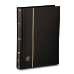 V&auml;ikeformaadiline markide album Leuchtturm BASIC LS 4/32, A4 formaat, 64 musta lehek&uuml;lge, must