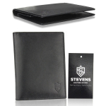 Meeste rahakott STEVENS must klassikaline nahk