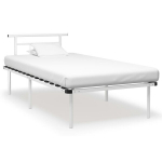 vidaXL voodiraam, valge, metall, 100 x 200 cm