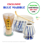 Matcha Komplekt Blue Marble BMK4 - Matcha klaasn&otilde;u + vispel + bambuslusikas + vispli hoidja