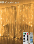 Led kardinad, soe valge, 3x2m