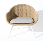 LOUNGE CHAIR BATI 82X70X47CM ALUMINIUM WHITE, EKORATTAN VIRO NATURAL, PILLOW POLYESTER BEIGE