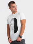 meeste tr&uuml;kitud puuvillane t-s&auml;rk - valge v1 om-tspt-0166, XL