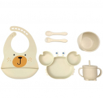 6-osaline silikoonist laste toidun&otilde;ude komplekt , beež
