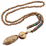 NEPAL BUDDHA MALA Tiibeti puidust kaelakee K&auml;sitsi valmistatud amulett EL78