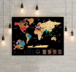 Scratch maailma kaart kustutatava kihiga, reisikaart