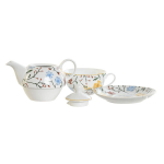 Teekannenset - DKD HOME DECOR - Standard - Porzellan - Blau, Wei&szlig;, Gelb - 13,5 x 16,5 x 14 cm