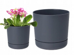 Plastikust lillepott alusega 13x14.6cm matt antratsiitne