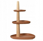 Bambusest 3-korruseline pruun kookide taldrik 45x30 cm