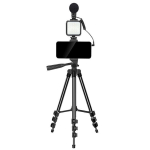 Elight M5 Vlog Telefoni fikseeritud video- ja fotokomplekt LED-valgusega / Mikrofoniga / 1,3 m statiiviga / pulti