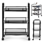 Mobiilne riiul ratastega Modern Home, 64x25x44cm, must