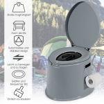 Costway Camping WC teisaldatav reisik&auml;imla teisaldatav tualettruum eemaldatava &auml;mbriga, hall