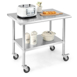 Costway roostevabast terasest laud t&ouml;&ouml;laud k&ouml;&ouml;gilaud roostevabast terasest h&otilde;bedane 91,5 x 61 x 88,5 cm 48567193
