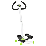 Stepper treeningseade, LCD-monitor, libisemiskindlad pedaalid, teras ja ABS, 55x44x108 cm, roheline+must