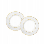 Valge portselanist taldrik 15 cm, kuldse &auml;&auml;risega taldriku- v&otilde;i leivataldrik, Porcelianinė balta desertinė arba duonos lėk&scaron;tė 15 cm su auksiniu apvadu