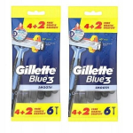 &Uuml;hekordsed raseerijad meestele Gillette Blue3 Smooth Disposable, 6 tk