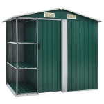 vidaXL aiakuur riiulitega roheline 205 x 130 x 183 cm, raud