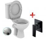 Kompaktne kaanega wc/bidee, horisontaalne &auml;ravool + must segisti