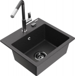 Graniidist k&ouml;&ouml;givalamu Mexen Enzo koos segisti ja sifooniga, Black granite+Black granite/Chrome