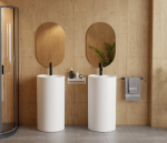 Eraldiseisev kraanikauss Besco Lumen musta sifooniga, 45x45x85 cm