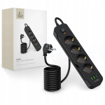 Tech-protect pcl4x3 pistikupesa riba laadimiseks 200cm must usb-a usb-c