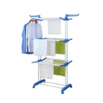 Kokkulapitav vertikaalne riiete kuivati Winder Home rattadega sinine