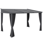 Outsunny pergola, 3,65 x 2,55 m paviljon, terrassikatus l&uuml;kandkattega, aiapaviljon kardinatega, aeda, &otilde;ue, alumiinium+metall, tumehall