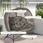 Outsunny aiatool 2-kohaline, punutud tool kokkupandava korviga, papasan tool koos padjaga, lamamistool r&otilde;dule, terrassile, terrass, teras, teras, liiv, 126 x 75 x 142 cm