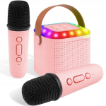 Mini karaoke masin kahe juhtmevaba mikrofoniga lastele/t&auml;iskasvanutele, roosa