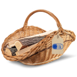 Creative Home siseruumide puukorv sangaga, punutud korv kahe dekoratiivse triibuga &ndash; hele ja tume | Suur punutud korv 67 x 41 x 43 cm, kerge | K&auml;sitsi punutud | Mitmeotstarbeline