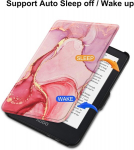 Hgwalp &otilde;huke &uuml;mbris 6-tollisele tolino shine 5 (2024)/shine color/shine 4 (2022) ja kobo clara colour/clara bw (2024)/clara 2e (2022) e-lugeritele, premium-kate automaatse une/&auml;rkveloleku funktsiooniga - marmorjas roosa