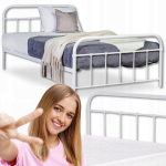 Voodi 120x200 metallist kahekohaline noorte loft valge PABLO