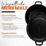 2-in-1 malmpott kahekordse otstarbega grillpanni kaanega &ndash; eelnevalt maitsestatud malmist hollandi ahi &ndash; leiva k&uuml;psetamiseks, toiduvalmistamiseks, r&ouml;stimiseks, hautamiseks ja grillimiseks &ndash; kasutamiseks siseruumides ja v&auml;ljas