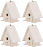 4 x puidust linnupuur, mini rippuv puidust linnupesa puuri ornament k&auml;sit&ouml;&ouml; rippuv aia terrassi linnupuurid dekoratiivne pesakast p&auml;&auml;sukestele varblastele