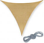 Relaxdays kolmnurkne p&auml;ikesepurje vari 3 x 3 x 3 m hdpe kangas uv-kindel n&otilde;gus p&auml;ikesevari pingutusn&ouml;&ouml;ridega, liivav&auml;rvi