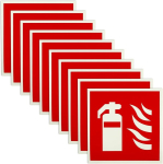 10 tk tulekustuti m&auml;rkide komplekt, pvc fotoluminestsent isekleepuv m&auml;rk, tulekustuti, alternatiiv tulekustuti m&auml;rgile, kontoritele, kodudele, poodidele, autodele jne (15 x 15 cm - 3 mm paks)