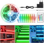 Huemihui Led riba 10 m, dimmerdatav 5050 Rgb v&auml;rvi muutev Led riba koos Ir-puldiga ja toiteallikaga, paindlik isekleepuv 12 V valgusriba komplekt kodule, elutoale, magamistoale, k&ouml;&ouml;gile, isetegemiseks